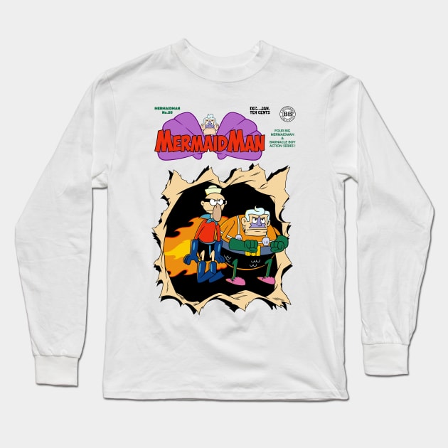 Mermaid Man and Barnacle Boy Comic Long Sleeve T-Shirt by svthyp